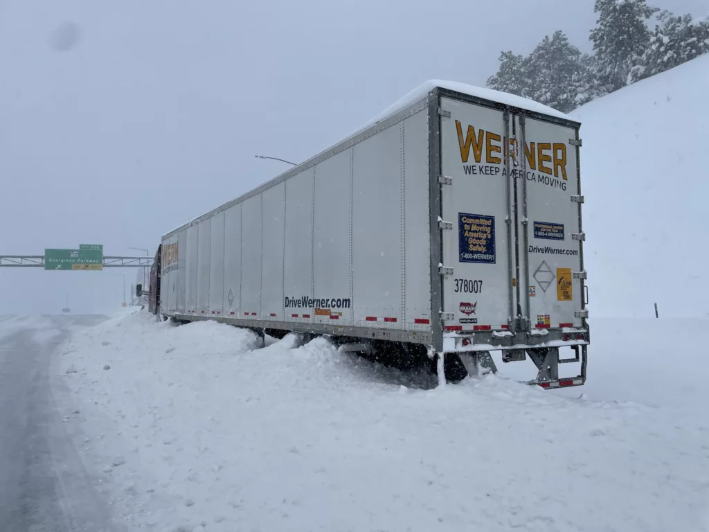 Truck stuck in Colorado due snowstorm